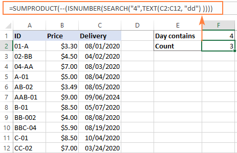 Wildcard formula for days