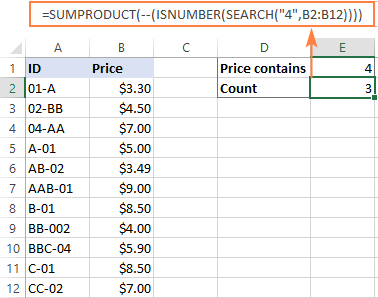 Excel wildcard formula for numbers