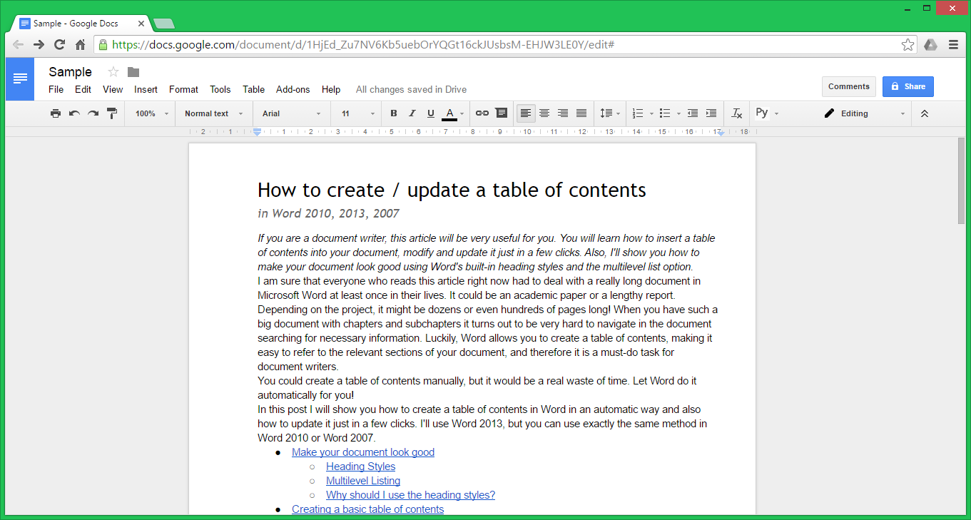 google word document