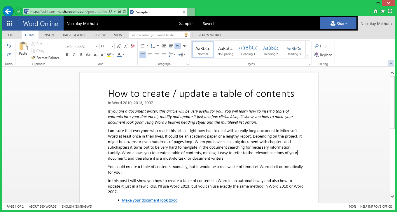 google word document