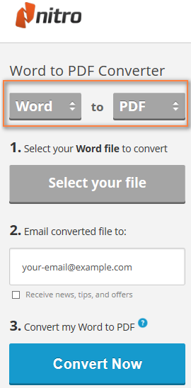 Nitro Word to PDF online converter