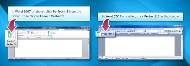 Launch PerfectIt from the ribbon or toolbar