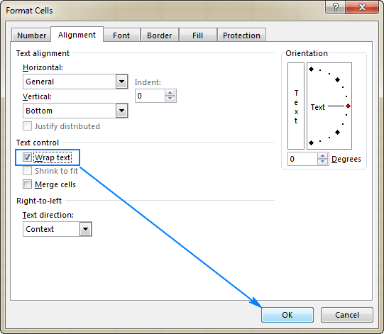 Another way to wrap text in Excel is using the Format Cells dialog.