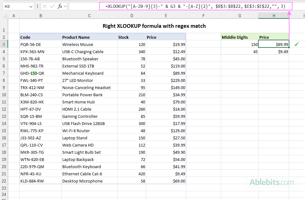 The right way to do XLOOKUP with regex match in Excel.