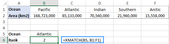XMATCH formula to search in a horizontal array