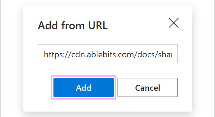 The Add from URL dialog