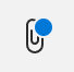 The Message attachments button with a blue dot