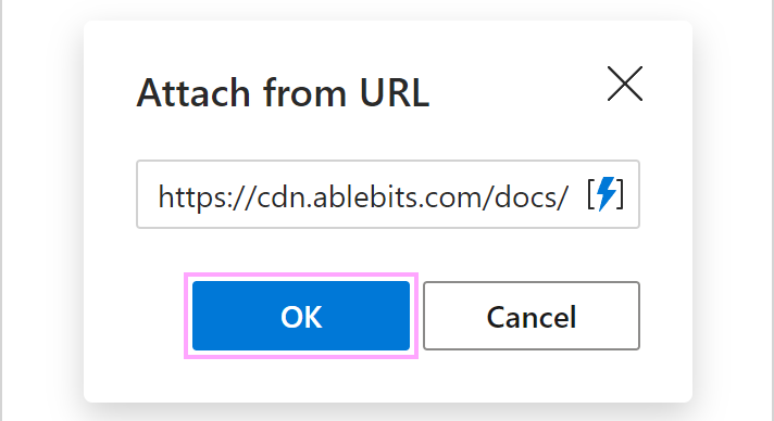 The Attach from URL dialog