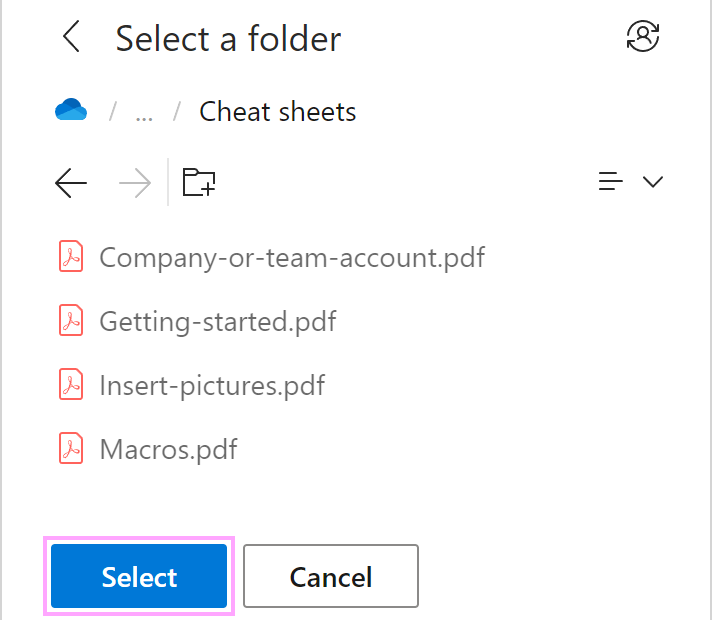 A OneDrive folder