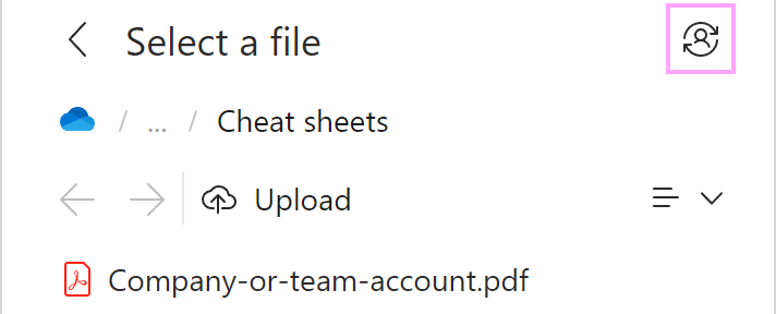 Select to switch to another OneDrive account