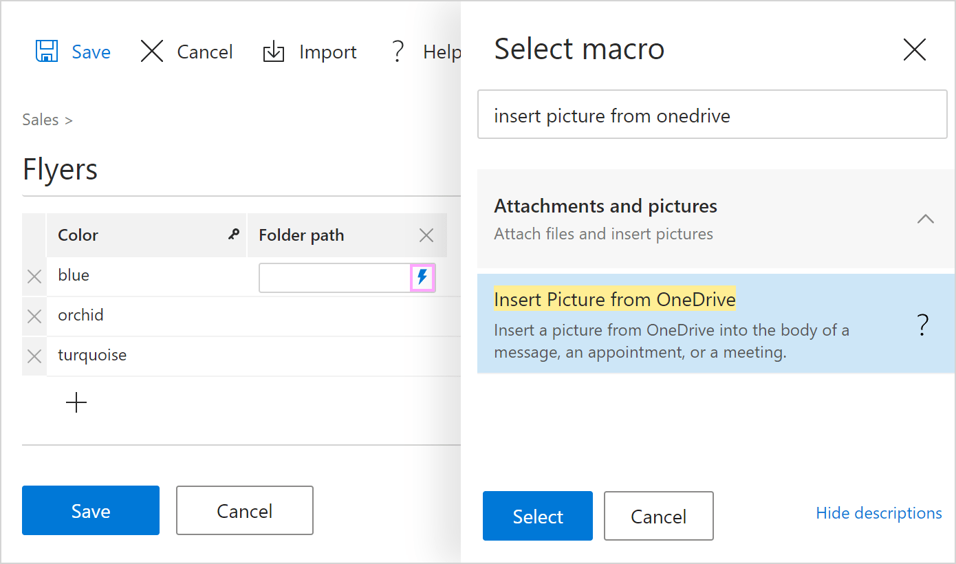 The Insert Picture from OneDrive option