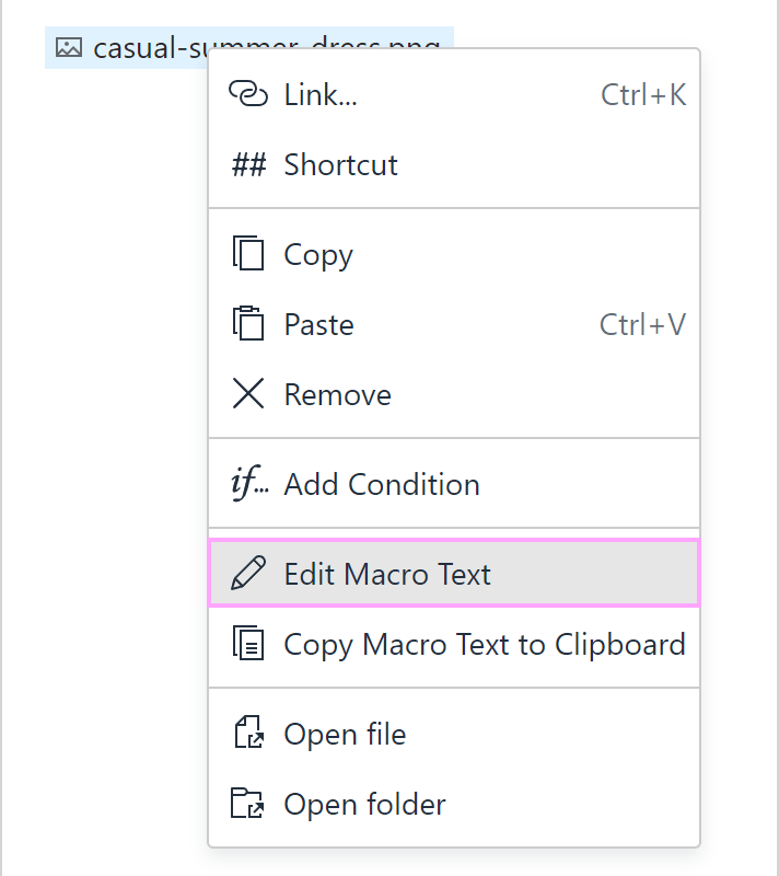 The Edit Macro Text option