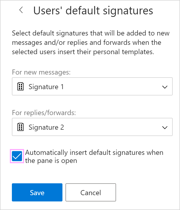 Automatically insert default signatures when the pane is open