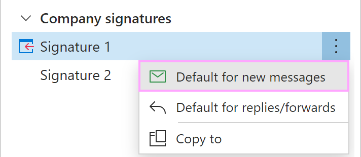 Setting a company signature as default