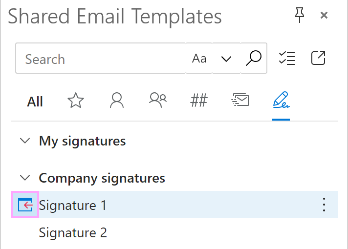 Inserting a company signature