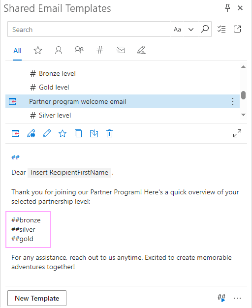 Create conditional nested email templates for Outlook