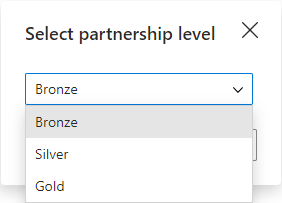 Select the partnership level from the dropdown menu.