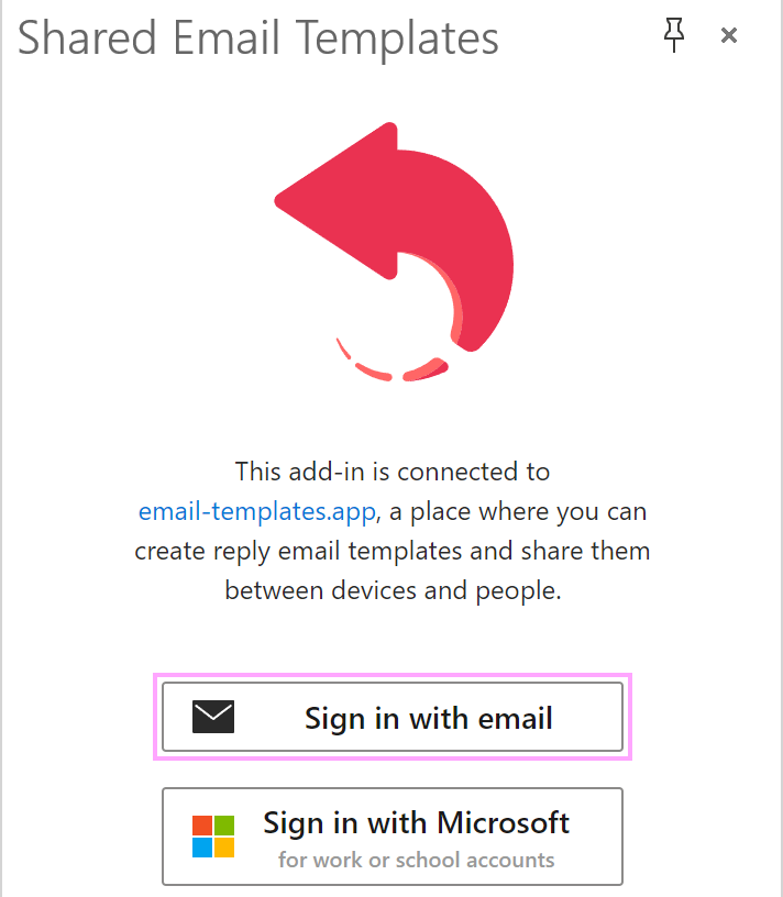 The Sign in with email button