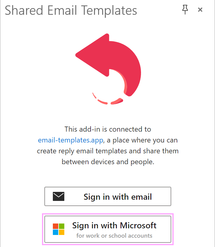 The Sign in with Microsoft button