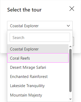 Select the tour from the dropdown menu.