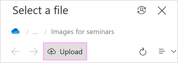 The Upload button The Upload button