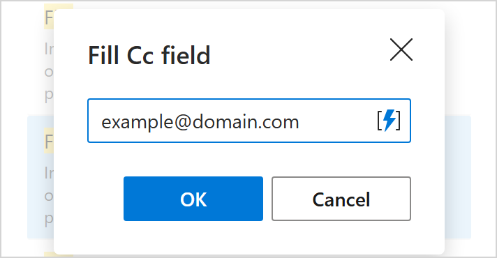The Fill Cc field dialog