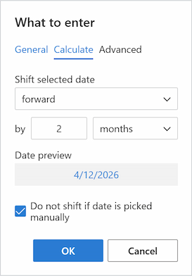 Using the Calculate tab in the date picker.