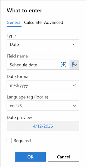 Configuring the date picker settings.