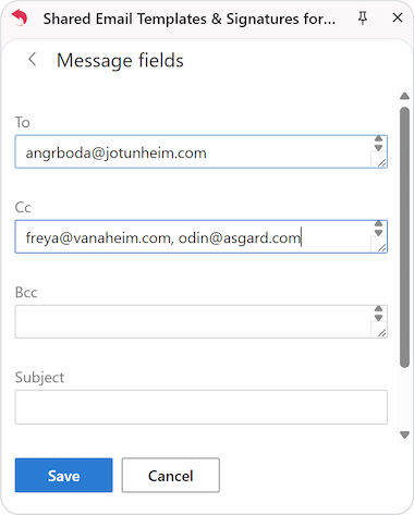 Entering multiple email addresses into the To, Cc, or Bcc fields separated by commas.