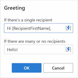 Entering specific message text for single and multiple recipients in the macro pop-up window.