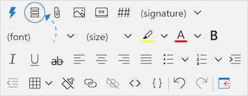 Clicking the Message fields button on the editor's toolbar to access custom template fields.