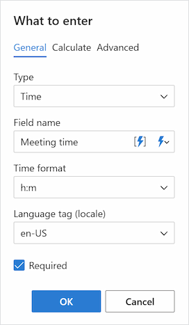 Configuring the time picker settings.