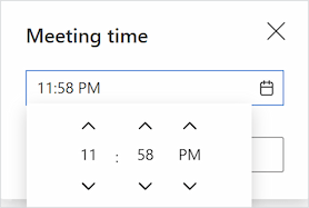 A time selector where users can confirm the suggested time or select a new one.