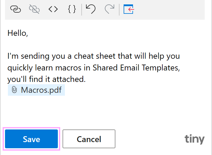 Save your template with the macro attachment.