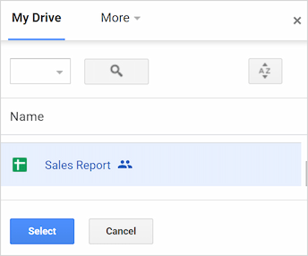 Select the file you want to link to from your Google Drive storage.