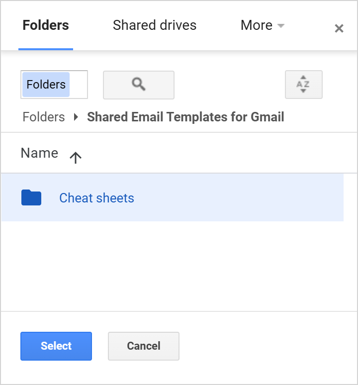 Select a folder from Google Drive.