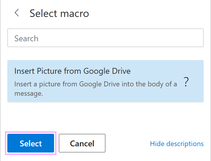 Insert picture from Google Drive.