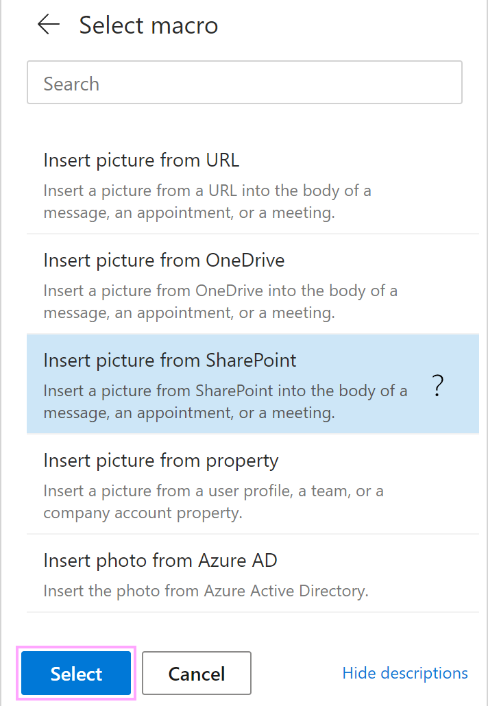 Insert picture from SharePoint