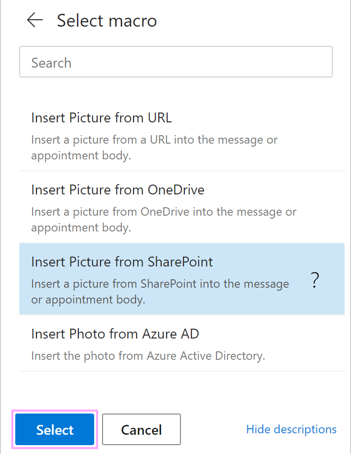 Insert Picture from SharePoint