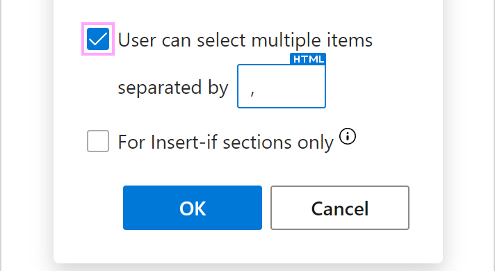The User can select multiple items checkbox