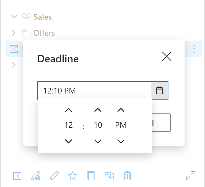 A dialog for selecting time
