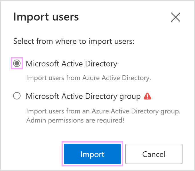 Importing from Azure AD
