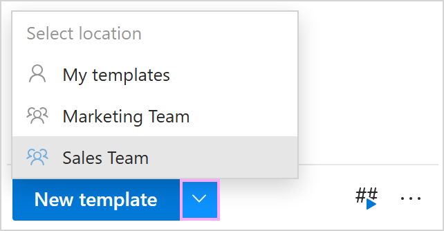 The new template dropdown
