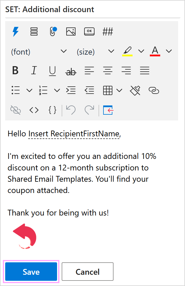 Saving a template