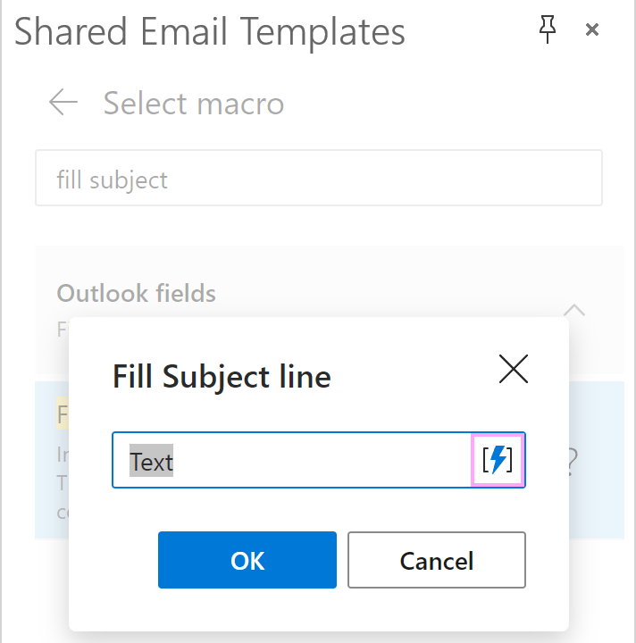 The Fill Subject line dialog