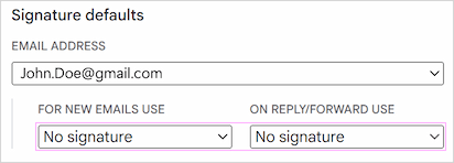 Signature settings in Gmail. Signature settings in Gmail.