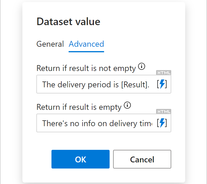 The Advanced tab in the Dataset value dialog