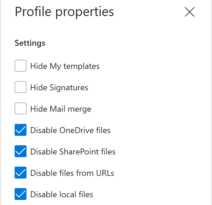 Disabling the use of attachments and pictures