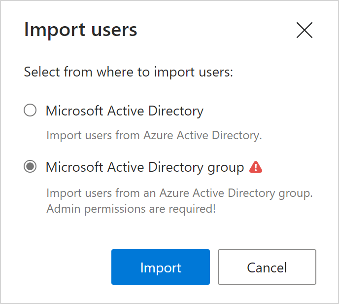 Import users from an Azure Active Directory group