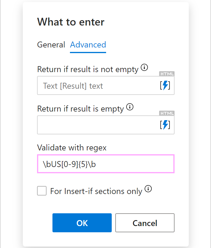 Validate with regex